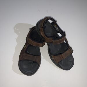 KEEN Sandals Shoes Mens Size 11 Brown Leather Hook & Loop Hiking Walking Outdoor